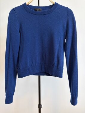 J. Crew 100% Merino Wool Crop Crew Neck Long Sleeve Blue Sweater XS